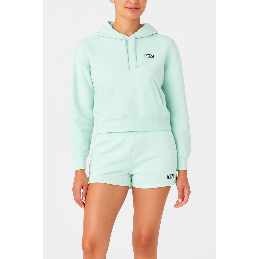 Fila Women's Marina Fleece Hoodie Mint Green Size Large L Pullover Soft Warm